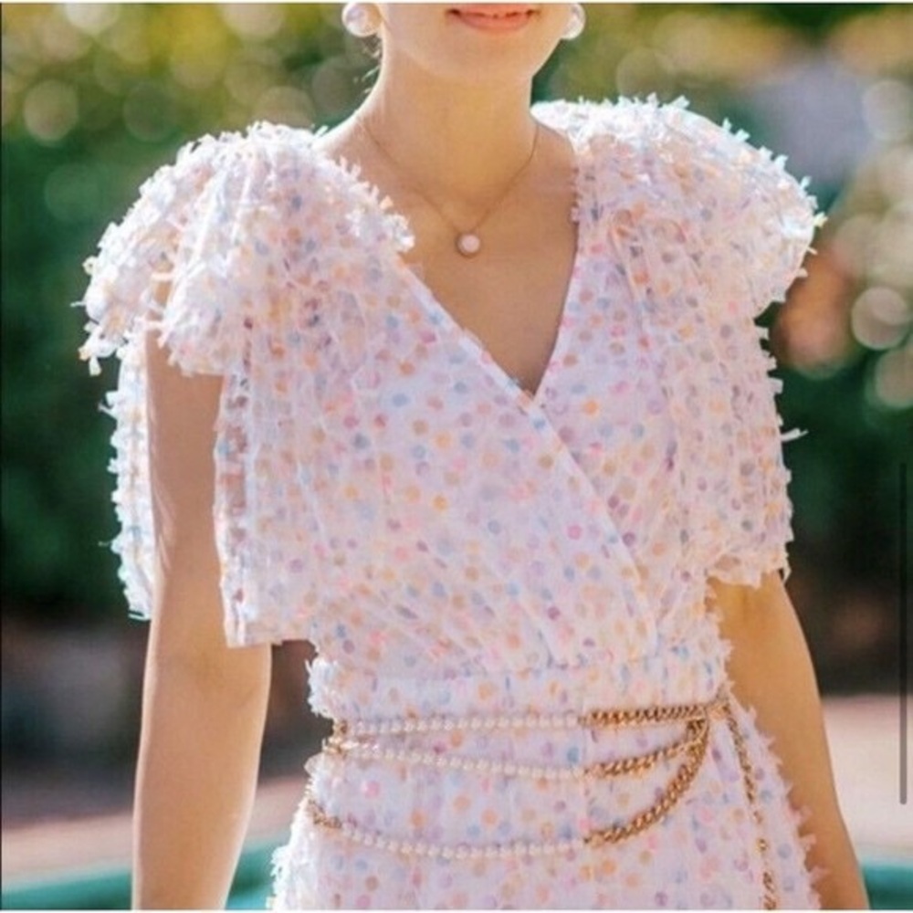 Halogen Pastel Polka Dot Ruffle Dress